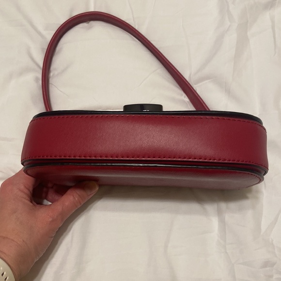 Calvin Klein Alina Shoulder Bag Red clasp closure  compact and sophisticated EUC - Picture 5 of 11